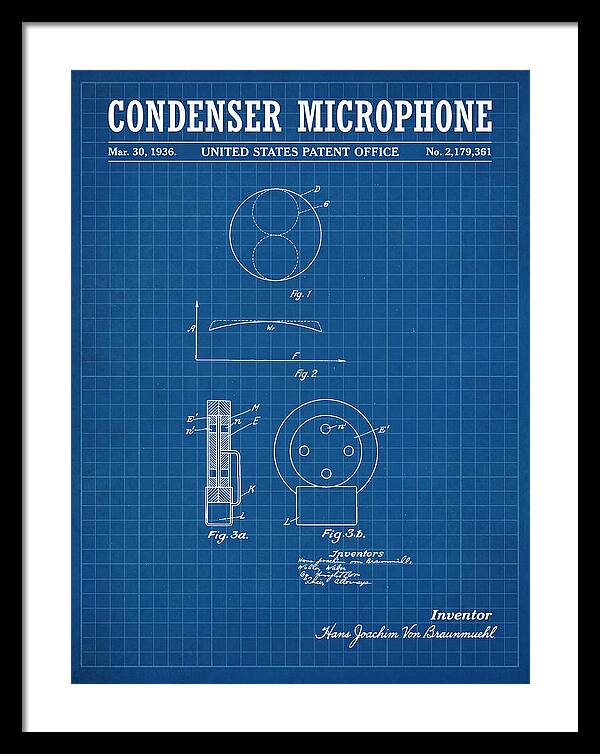 Condenser Microphone Blueprint Patent Us2179361a