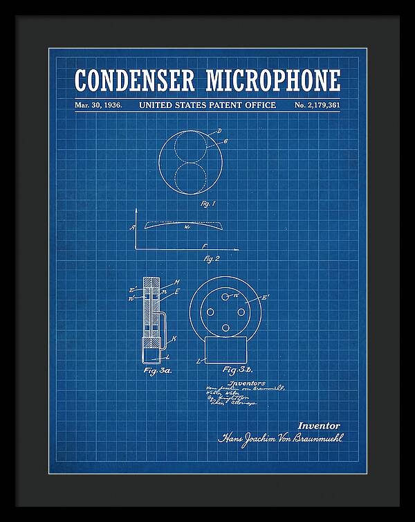 Condenser Microphone Blueprint Patent Us2179361a