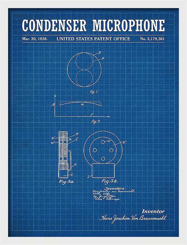 Condenser Microphone Blueprint Patent Us2179361a
