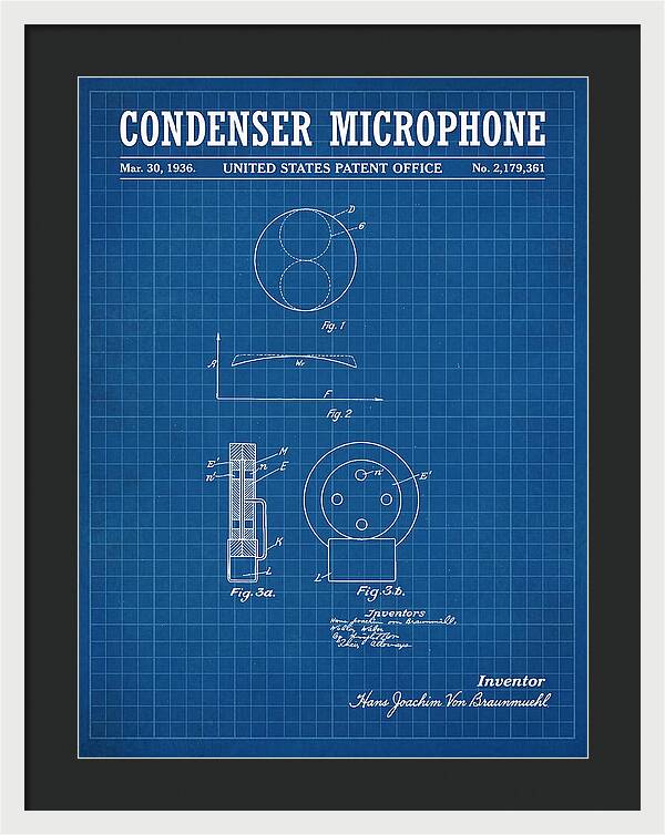 Condenser Microphone Blueprint Patent Us2179361a