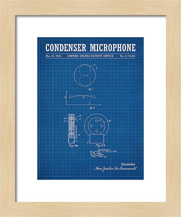 Condenser Microphone Blueprint Patent Us2179361a