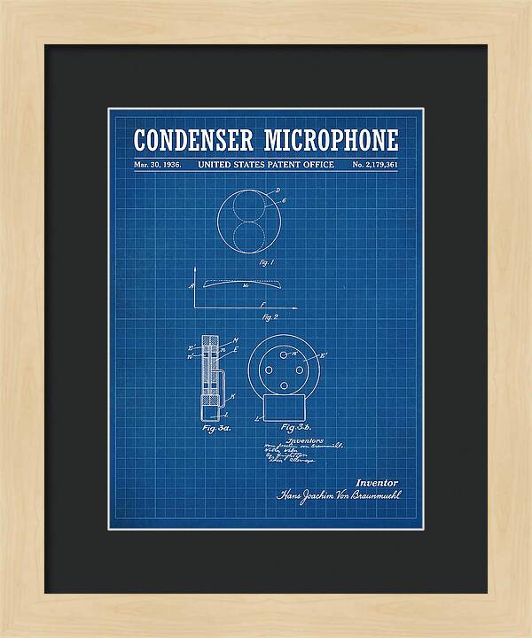 Condenser Microphone Blueprint Patent Us2179361a