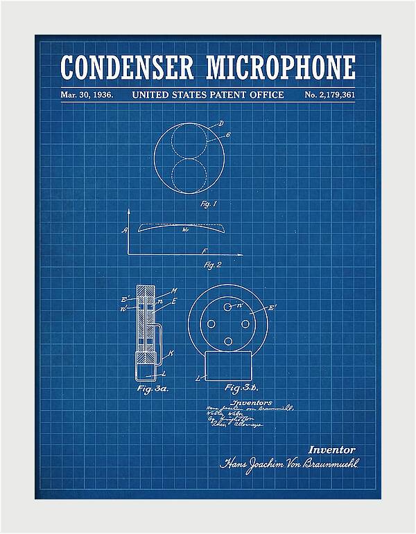 Condenser Microphone Blueprint Patent Us2179361a