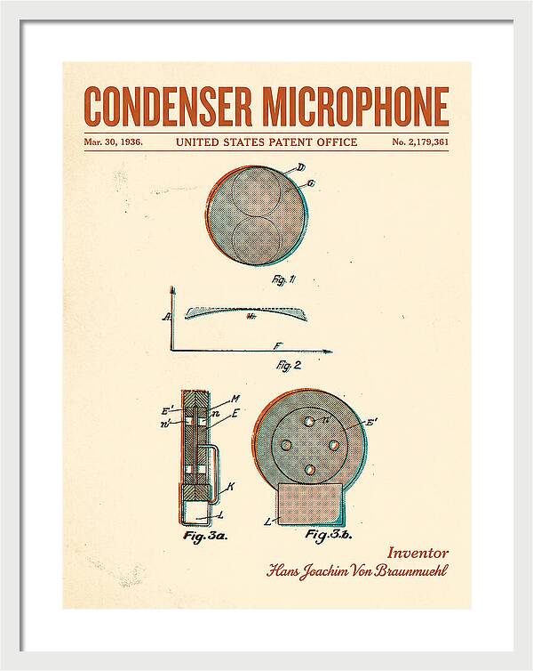 Condenser Microphone Retro Patent Us2179361a