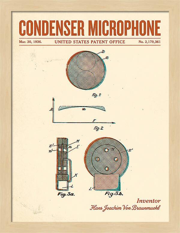 Condenser Microphone Retro Patent Us2179361a