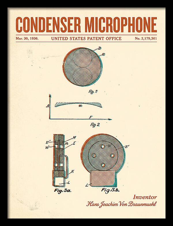 Condenser Microphone Retro Patent Us2179361a