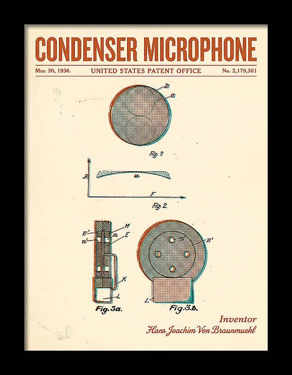 Condenser Microphone Retro Patent Us2179361a