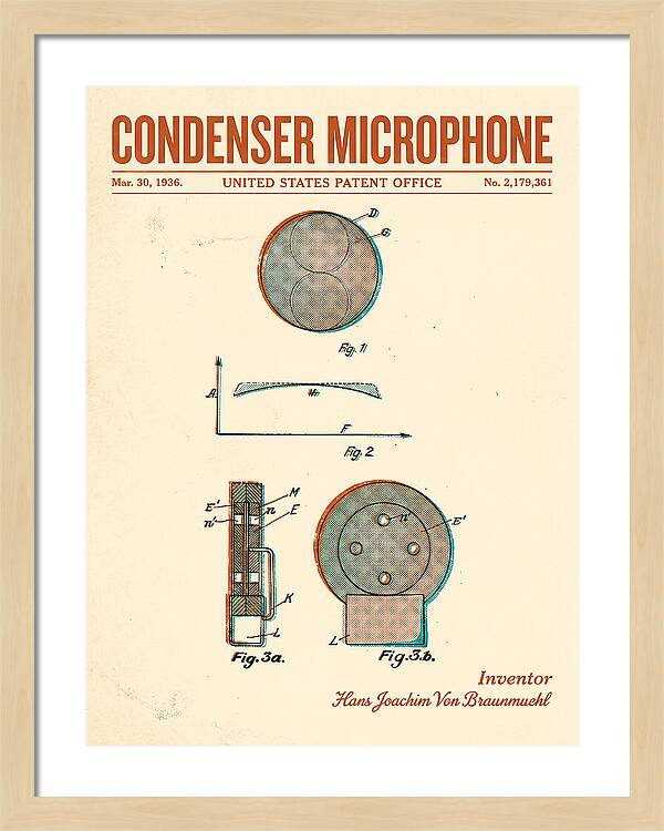 Condenser Microphone Retro Patent Us2179361a