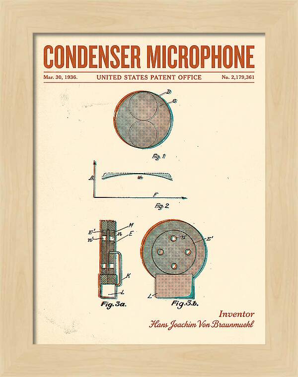 Condenser Microphone Retro Patent Us2179361a