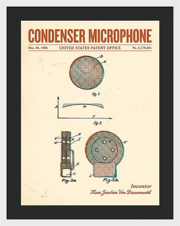 Condenser Microphone Retro Patent Us2179361a
