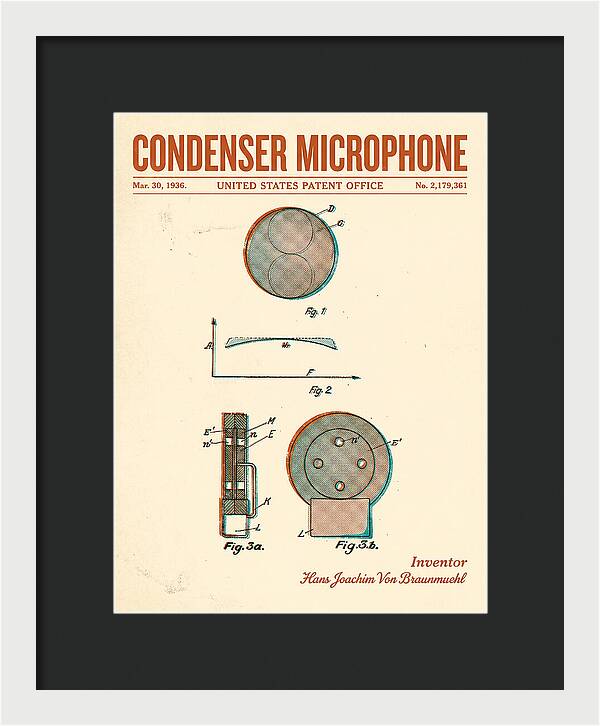 Condenser Microphone Retro Patent Us2179361a