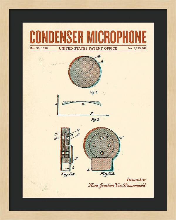 Condenser Microphone Retro Patent Us2179361a