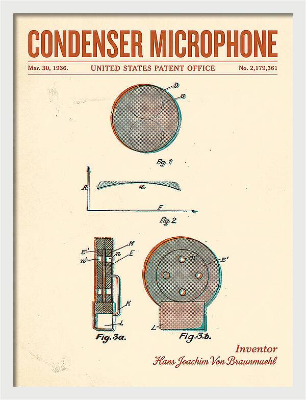 Condenser Microphone Retro Patent Us2179361a