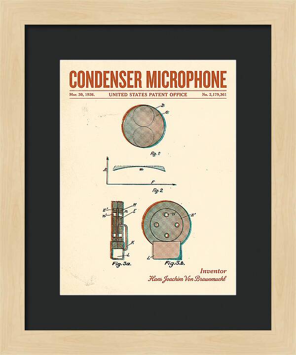 Condenser Microphone Retro Patent Us2179361a