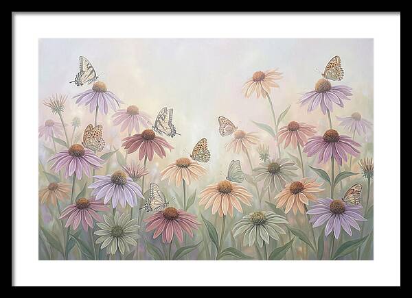 Coneflower Garden With Butterflies