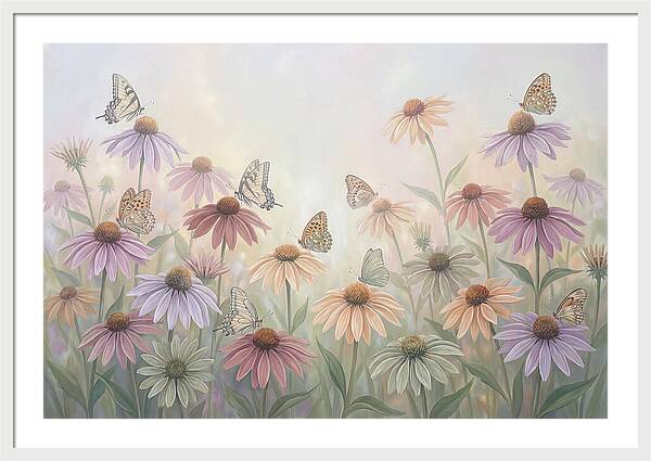 Coneflower Garden With Butterflies