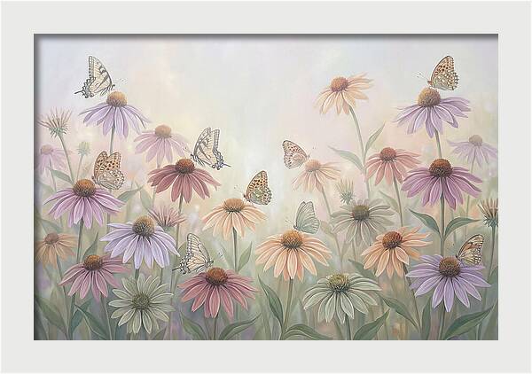 Coneflower Garden With Butterflies