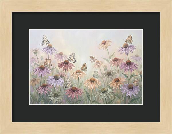 Coneflower Garden With Butterflies