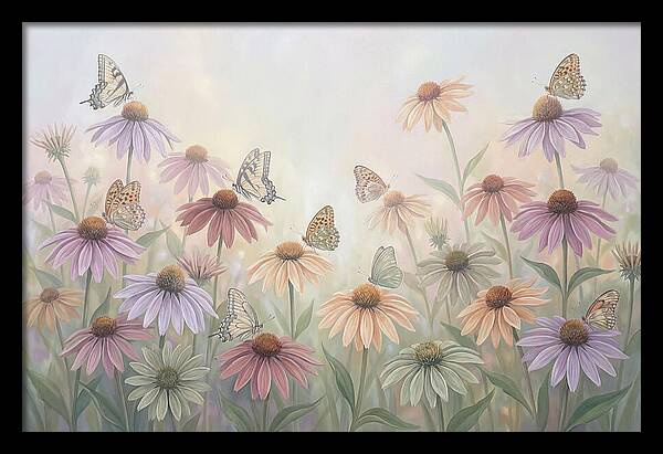 Coneflower Garden With Butterflies