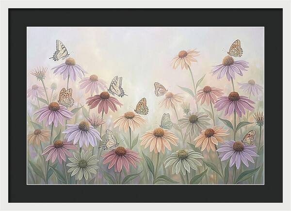 Coneflower Garden With Butterflies