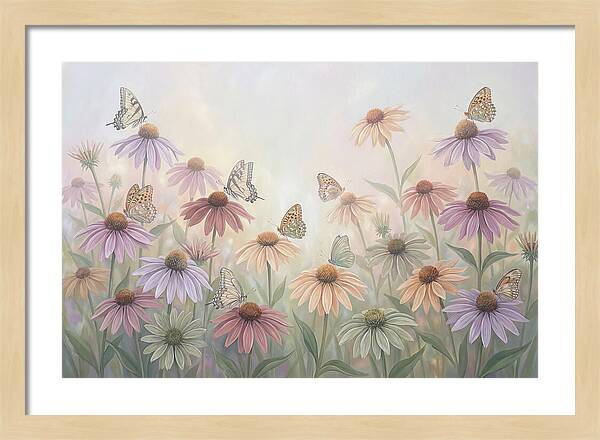 Coneflower Garden With Butterflies