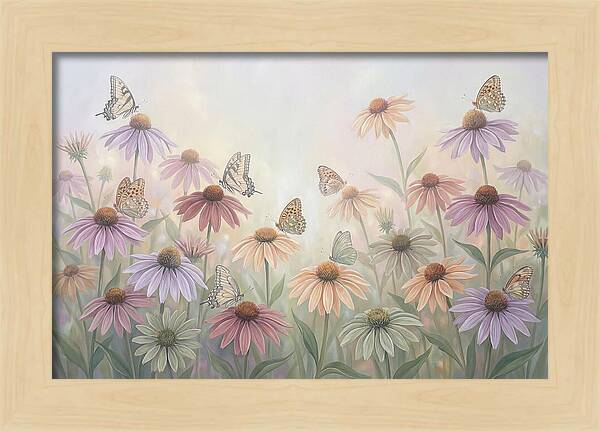 Coneflower Garden With Butterflies