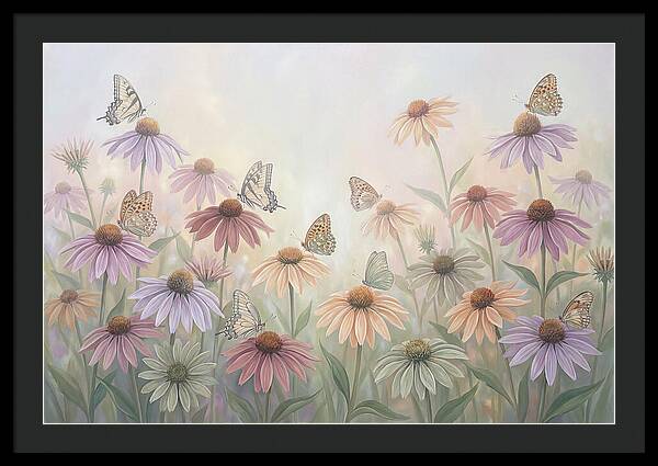 Coneflower Garden With Butterflies