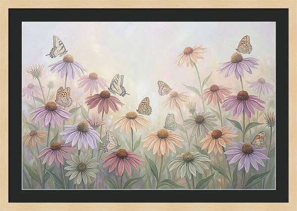 Coneflower Garden With Butterflies