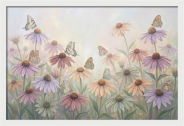 Coneflower Garden With Butterflies