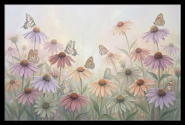 Coneflower Garden With Butterflies