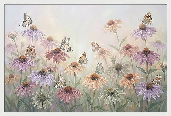 Coneflower Garden With Butterflies