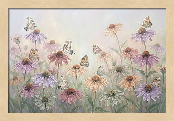 Coneflower Garden With Butterflies