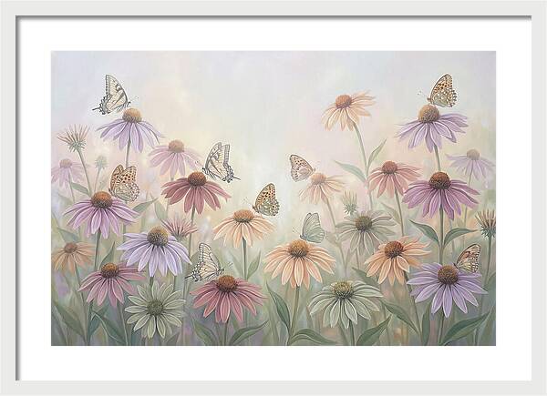 Coneflower Garden With Butterflies