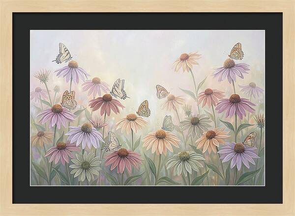 Coneflower Garden With Butterflies