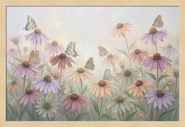 Coneflower Garden With Butterflies