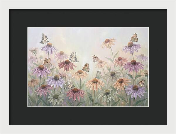 Coneflower Garden With Butterflies