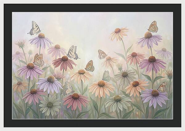 Coneflower Garden With Butterflies