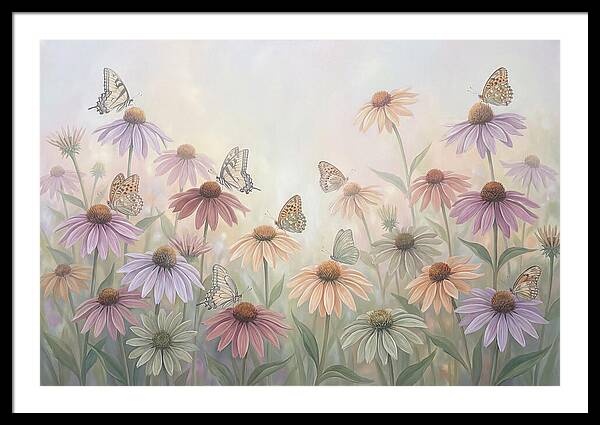 Coneflower Garden With Butterflies