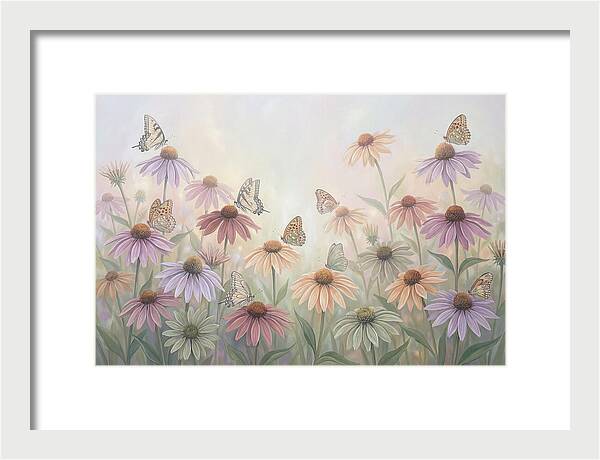Coneflower Garden With Butterflies