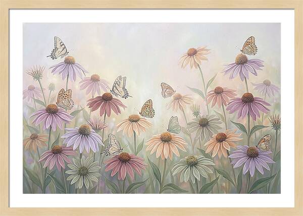 Coneflower Garden With Butterflies