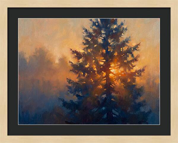 Conifer Tree At Dusk