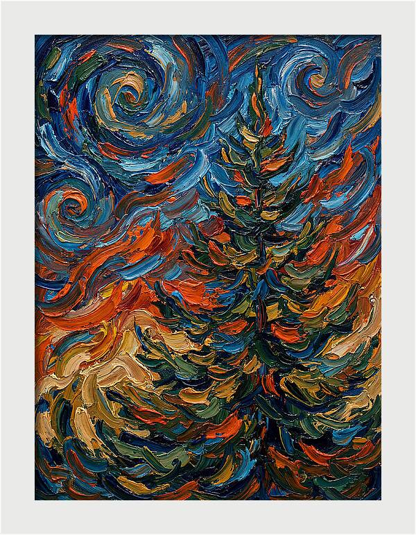 Conifer Tree In Expressionist Style