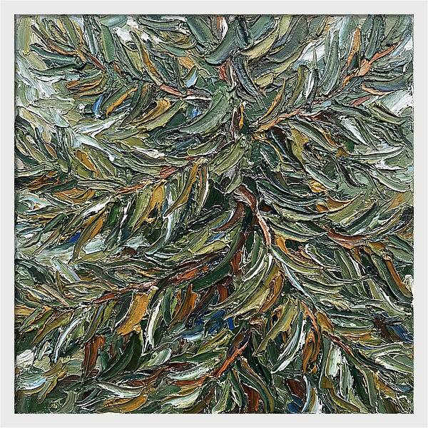 Conifer Tree In Palette Knife Style