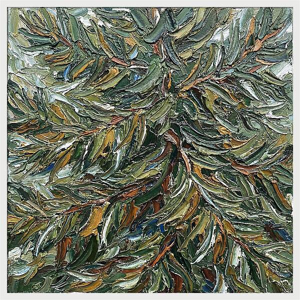 Conifer Tree In Palette Knife Style