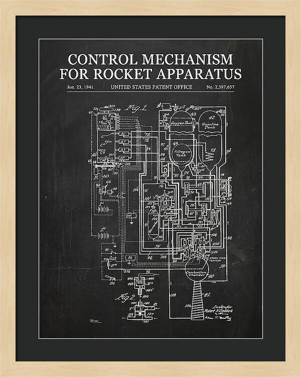 Control Mechanism For Rocket Apparatus Goddard Chalkboard Patent Us2397657