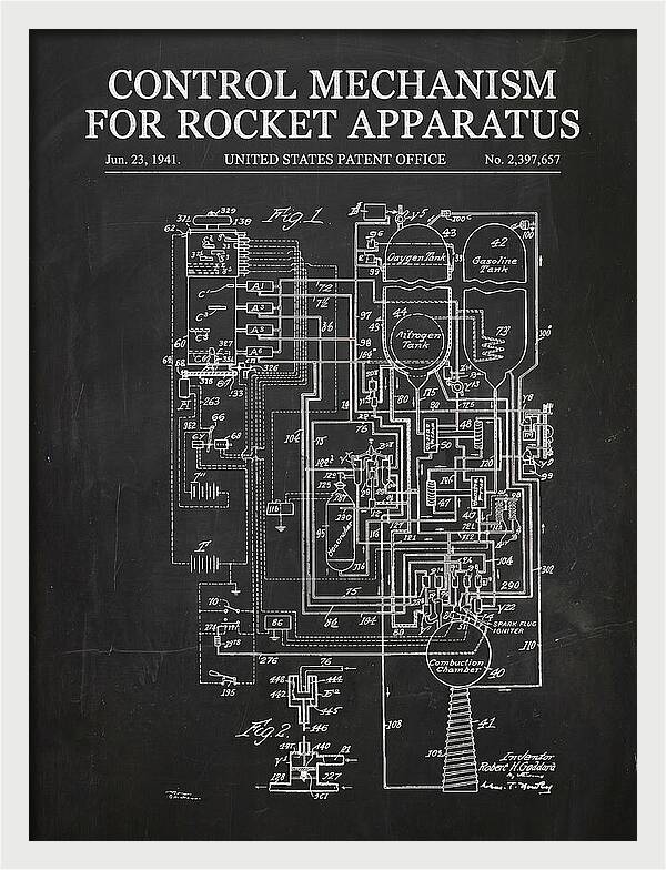 Control Mechanism For Rocket Apparatus Goddard Chalkboard Patent Us2397657