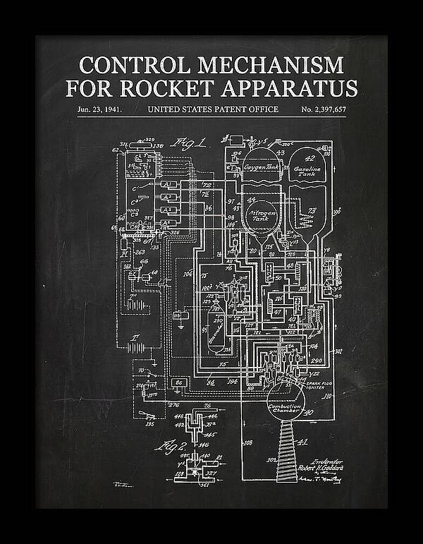 Control Mechanism For Rocket Apparatus Goddard Chalkboard Patent Us2397657