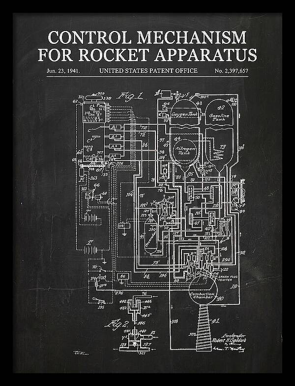 Control Mechanism For Rocket Apparatus Goddard Chalkboard Patent Us2397657