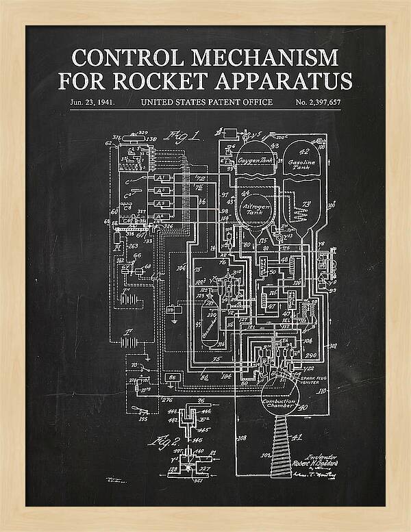 Control Mechanism For Rocket Apparatus Goddard Chalkboard Patent Us2397657