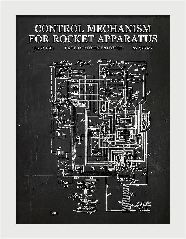Control Mechanism For Rocket Apparatus Goddard Chalkboard Patent Us2397657